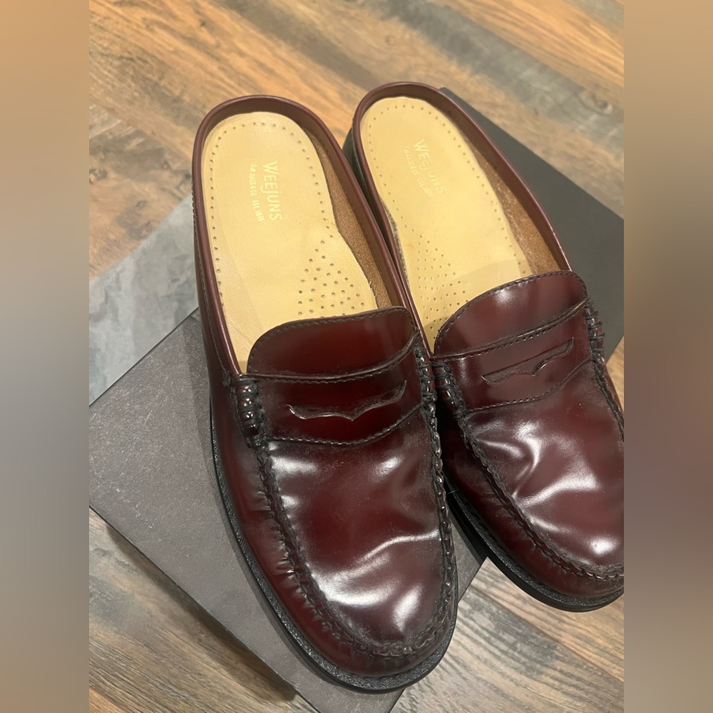 G.H. Bass & Co. Weejun Wynn Mule Burgundy Leather Loafers, Sz W8
